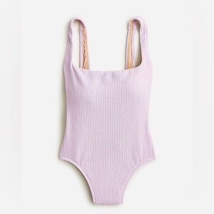 J. Crew. Lilac Textured High-Leg Square-Neck One-Piece Swimsuit
